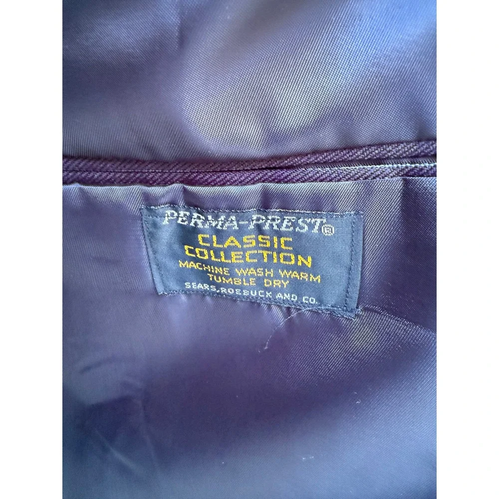 Vintage Sears Perma-Prest Navy Pinstripe Suit Jacket and Vest Set Mens Large
